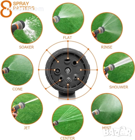 Градински пистолет, 8 режима, висок натиск, ергономичен дизайн, снимка 4 - Напояване - 52452790