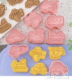 8 бр транспортни средства пластмасови разглобяеми резци форми фондан тесто бисквитки резец форма