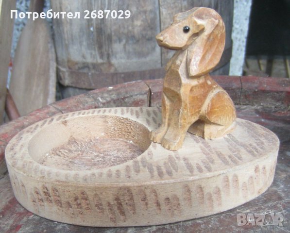 куче дакел стар дървен пепелник с фигура, снимка 8 - Статуетки - 32124994