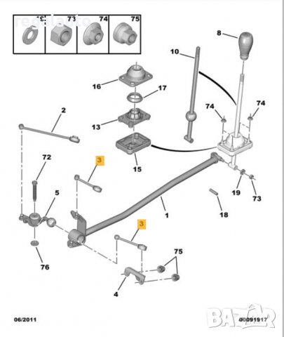 2454F5,щанга скоростен лост CITROEN BERLINGO,PEUGEOT PARTNER I,II, снимка 3 - Части - 36665429
