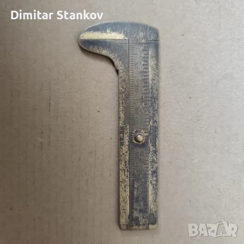 Стар джобен месингов шублер бижутерски (микрометьор/шублер)