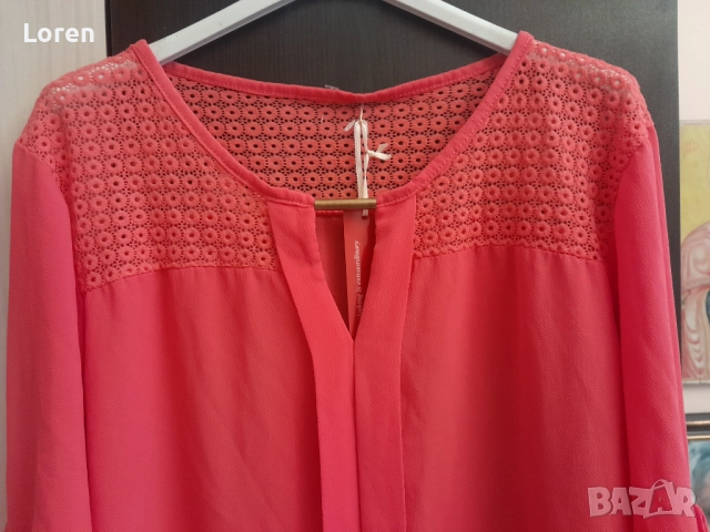 Ново!Блуза тип риза в керемидено розов цвят, снимка 3 - Ризи - 52645819