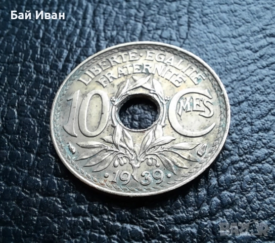 Стара монета 10 сантима 1939 г. Франция - топ !, снимка 6 - Нумизматика и бонистика - 42211418