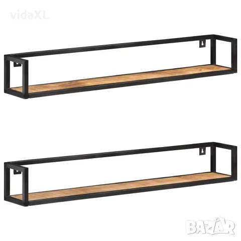 vidaXL Рафтове за стена, 2 бр, 120 см, грубо мангово дърво