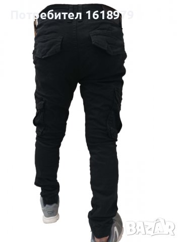 Черен карго панталон с ластик на глезена, снимка 3 - Панталони - 38218785