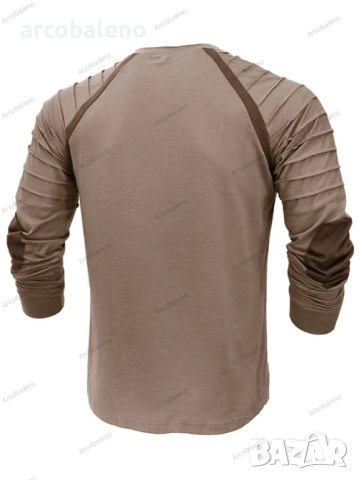 Нова мъжка спортна тениска с яка и дълги ръкави Henry, 2цвята , снимка 4 - Тениски - 44623596