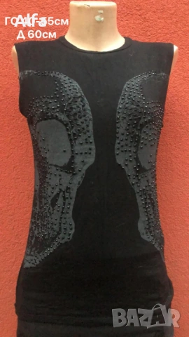 черен топ с черепи от мъниста – супер еластичен и ефектен