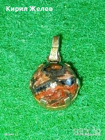 Уникален рядък сребърен медальон с Яспис и Оникс ювелирна изработка много красив 52580, снимка 4 - Колиета, медальони, синджири - 53069838