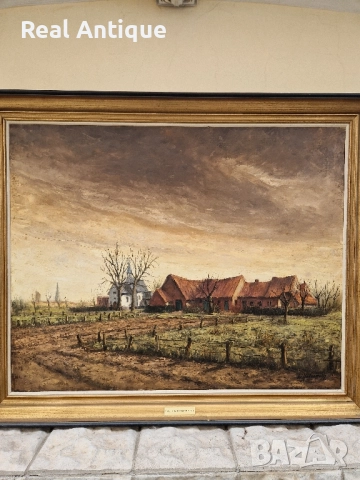 Уникална огромна антикварна майсторска авторска картина масло върху платно , снимка 3 - Картини - 51882416