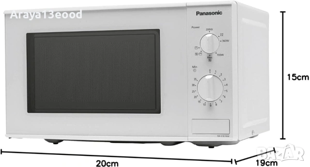 Panasonic NN-K101W Микровълнова фурна и грил 1000 W, 20 л, бяла, снимка 3 - Микровълнови - 53913866