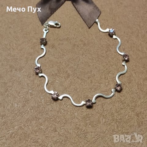 Сребърна полутвърда гривна (245), снимка 8 - Гривни - 44424032