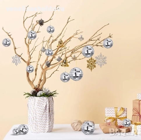 35 броя 4 размера огледални диско топки за декорация на торта елха , снимка 4 - Декорация за дома - 52579120