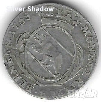 Монета Швейцария 20 Кройцера 1758 г. Кантон Берн