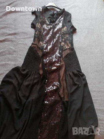 DOLCE DOMENICA уникална дълга рокля #пайети #мрежа #размер М, снимка 3 - Рокли - 29649077