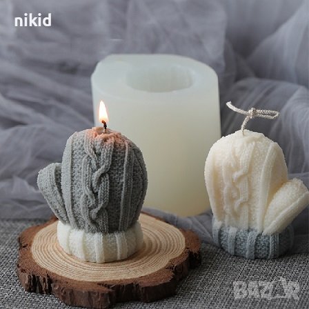 3D Плетена зимна ръкавица силиконов молд форма калъп фондан шоколад гипс сапун декор свещ, снимка 2 - Форми - 23672738