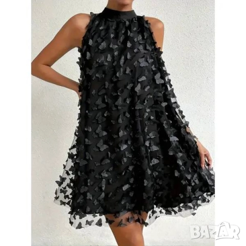 коктейлна рокля с 3Д пеперуди , снимка 3 - Рокли - 51599740