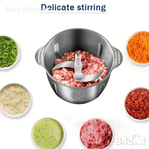 Висококачествен електрически чопър за смилане на месо,ядки и зеленчуци с обем 3 литра, снимка 6 - Чопъри и пасатори - 49277047