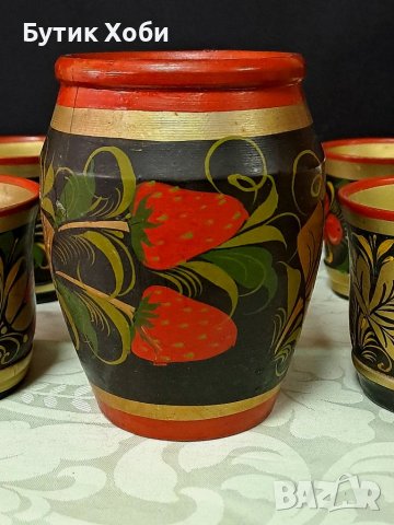 Руски дървен комплект ,,Хохлома,,, снимка 3 - Други ценни предмети - 39403273