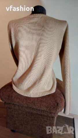 Вълнен пуловер BSK, бежев, снимка 4 - Блузи с дълъг ръкав и пуловери - 35203846