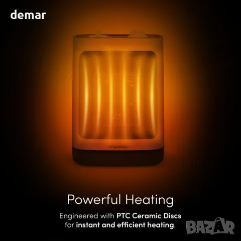 Emperial 2000W керамичен мини вентилаторен нагревател с осцилация, 2 степени, снимка 8 - Отоплителни печки - 50410745