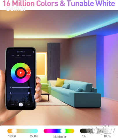 LUTW Интелигентна електрическа LED крушка, E27 с промяна на цвета,съвм. Amazon Alexa,Google Home, 9W, снимка 3 - Крушки - 44736988
