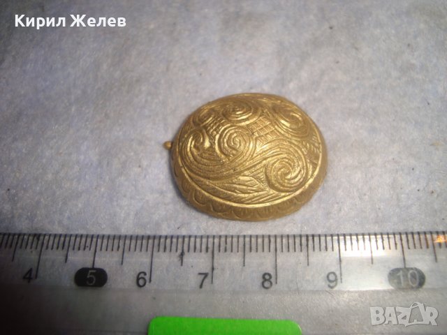 СТАРО ЕТНОГРАФСКО УКРАШЕНИЕ БРОНЗ с ЖИВАЧНА ПОЗЛАТА РЪЧНО ОРНАМЕНТИРАНО БИЖУ АПЛИКАЦИЯ НАКИТ 31387