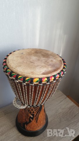 Тарамбука/Джембе от масивно дърво и естествена кожа, снимка 11 - Антикварни и старинни предмети - 42826704