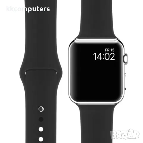 Силиконова каишка bSmart за часовник Apple iWatch 42/44/45/46/49mm, Черна, снимка 2 - Каишки за часовници - 50298806