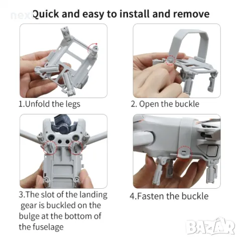 Сгъваем колесник за Mini 3 Pro - 18гр, снимка 6 - Дронове и аксесоари - 48639478