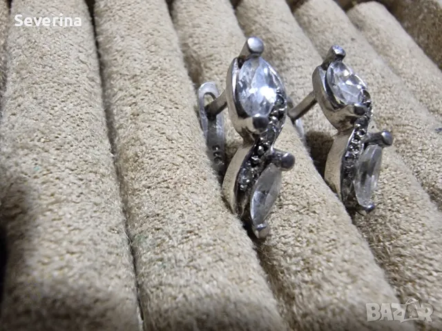 Сребърни, като нови обеци английско закопчаване , снимка 2 - Обеци - 49040862