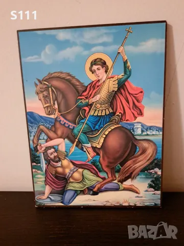 Дървена икона на Свети Димитър , снимка 3 - Икони - 48484545