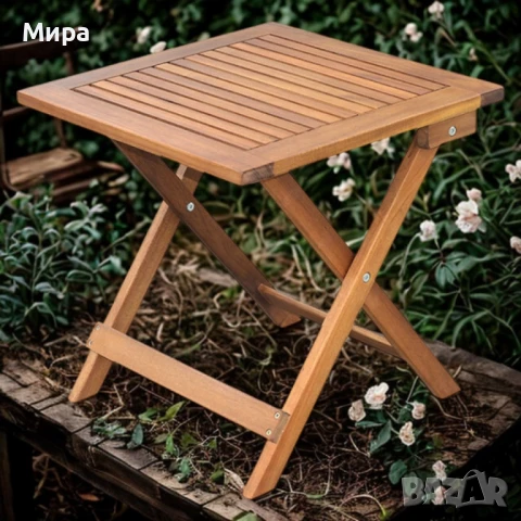 Маса сгъваема Muhler Meranti - 50x50xH68cm, дърво, снимка 1
