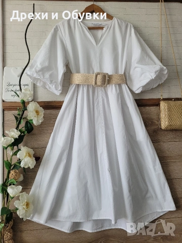 Бяла лятна рокля памучна материя , снимка 2 - Рокли - 54235168