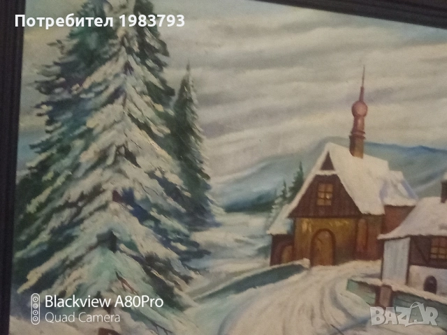 Голяма стара картина масло върху платно., снимка 2 - Картини - 52446262