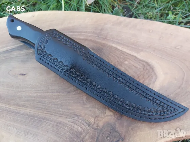 Ловен нож фултанг с кожена кания, снимка 6 - Ножове - 49230242