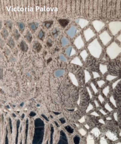 Вълнен шал с дантели от рози и дълги ресни - 220см, снимка 12 - Шалове - 52719650