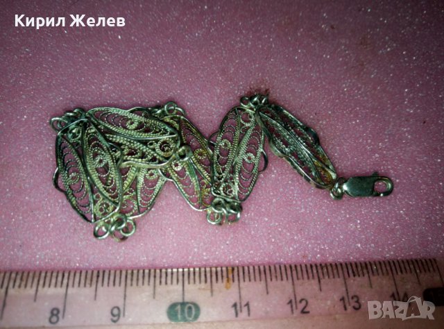 СТАРА ВЪЗРОЖДЕНСКИ СТИЛ ФИЛИГРАННА СРЕБЪРНА ГРИВНА ВИСОКА ПРОБА СРЕБРО РЪЧНА МАЙСТОРСКА РАБОТА 41991, снимка 12 - Антикварни и старинни предмети - 44423967