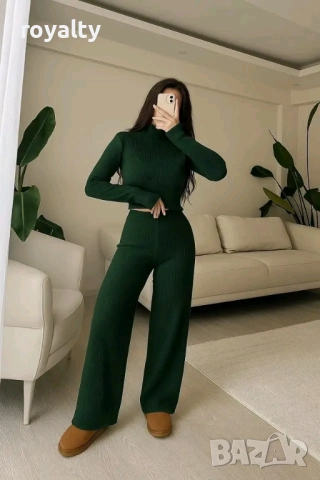 Зелен Дамски Комплект Фино Плетиво 