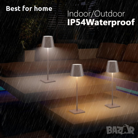 Комплект от 2 бр ЛЕД акумулаторни лампи- кафяви-метал, снимка 2 - Настолни лампи - 44694768