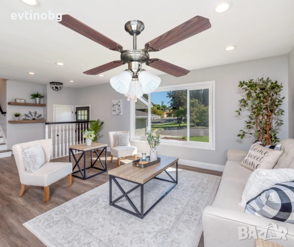 Вентилатор 42'' Muhler, таванен, осветление, снимка 2 - Лампи за таван - 54057749