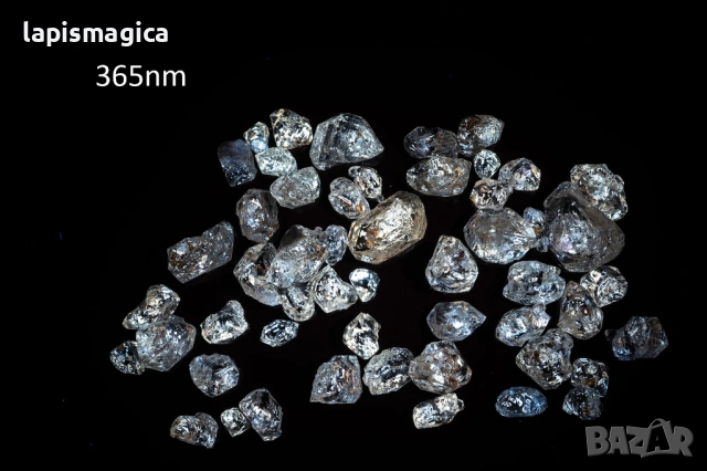 Лот 50бр петролен кварц кристали 96ct флуоресцентни