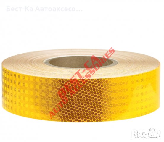 Тиксо 3D ефект светлоотразителна лента 50м х 5см. жълта., снимка 1 - Аксесоари и консумативи - 33806496