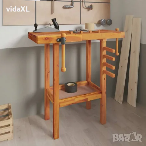 vidaXL Работна маса с менгемета, 92x48x83 см, акация масив（SKU: 153319）, снимка 2 - Маси - 56135320