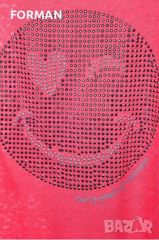 Розова тениска с имотикон от сребристи кабсички , снимка 5 - Тениски - 40380660