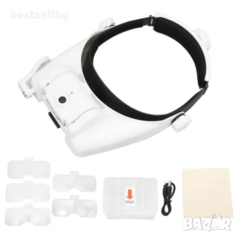 Професионална лупа за глава LED осветеление за четене шиене бродиране, снимка 7 - Други инструменти - 47547374