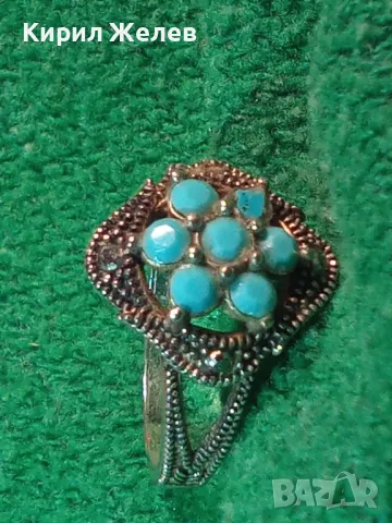 Старинен ВЕЛИКОЛЕПЕН СКЪПОЦЕНЕН СРЕБЪРЕН ПРЪСТЕН СРЕБРО ВИСОКА ПРОБА с ТЮРКОАЗ и МАРКАЗИТ 46803, снимка 18 - Антикварни и старинни предмети - 46443976