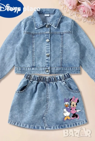 7/8г Disney Страхотен дънков комплект Мини Маус Minnie mouse пола и дънково яке, снимка 3 - Детски рокли и поли - 52158401