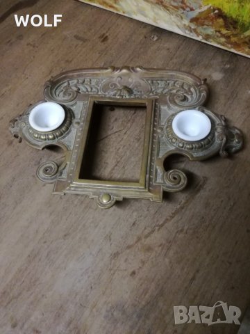  Френска Барокова с лъвова глава бронзова мастилница колекционерска, снимка 9 - Антикварни и старинни предмети - 31236411