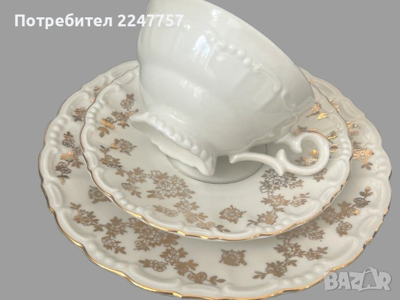 Антикварно порцеланово трио GKC Bavaria (1900–1945), снимка 7 - Чаши - 53073613