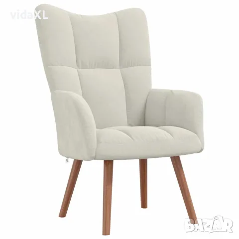 vidaXL Релакс стол, кремавобял, кадифе